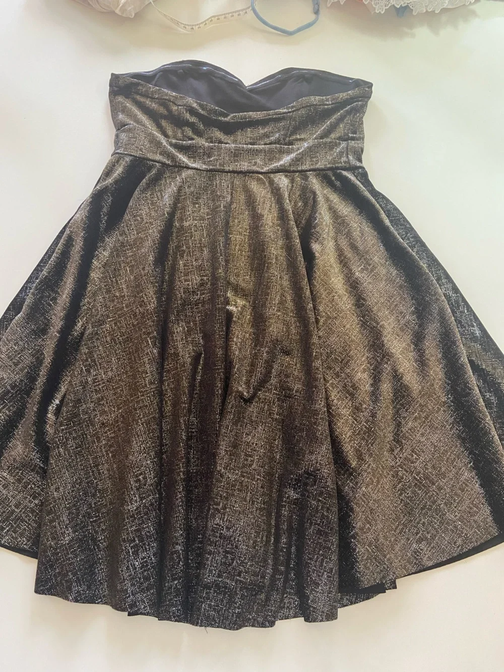 Free People Black + Gold Shimmery Strapless Mini Dress/Tunic size XS never worn